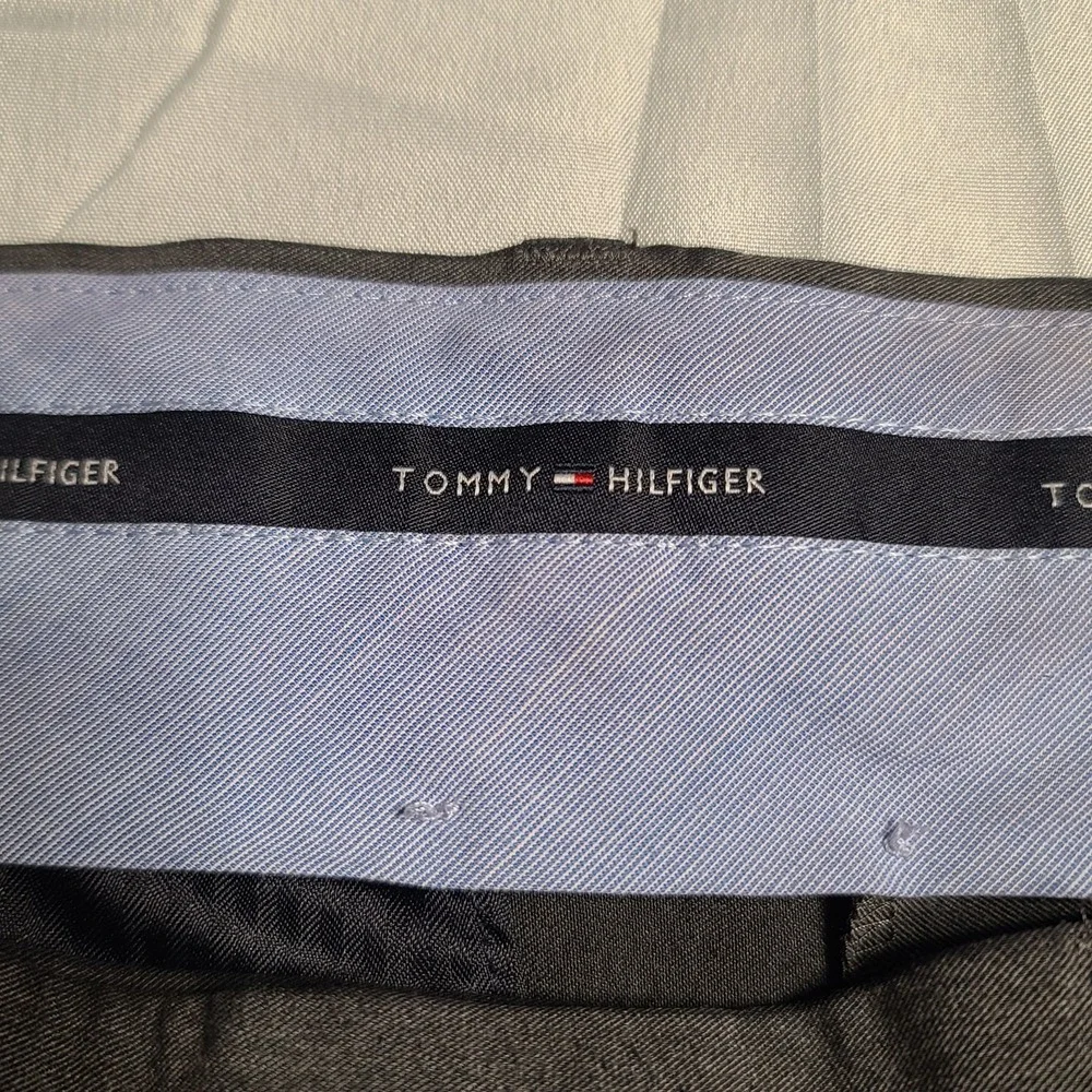 Tommy Hilfiger Mens Dress Pants 34×30 Dark Gray Preppy Stretch Soft Rayon